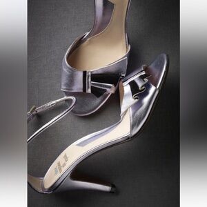 BHLDN Metallic Lavender Open-Toe Slingback Heels